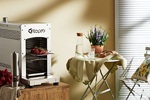 tepro Steakgrill Toronto, Keramik-Infrarotbrenner mit 3 kW Leistung, 800 Grad Gas, Maße ca. 23 x 56 x 40,5 cm, Silber