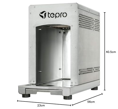 tepro Steakgrill Toronto, Keramik-Infrarotbrenner mit 3 kW Leistung, 800 Grad Gas, Maße ca. 23 x 56 x 40,5 cm, Silber