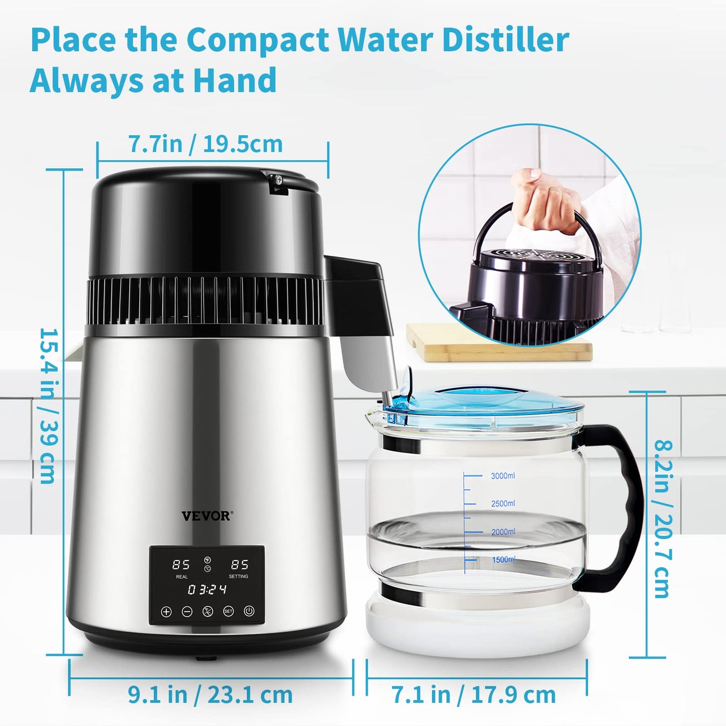 VEVOR Wasserdestillierer Destilliergerät 750 W 1 L/Std.
