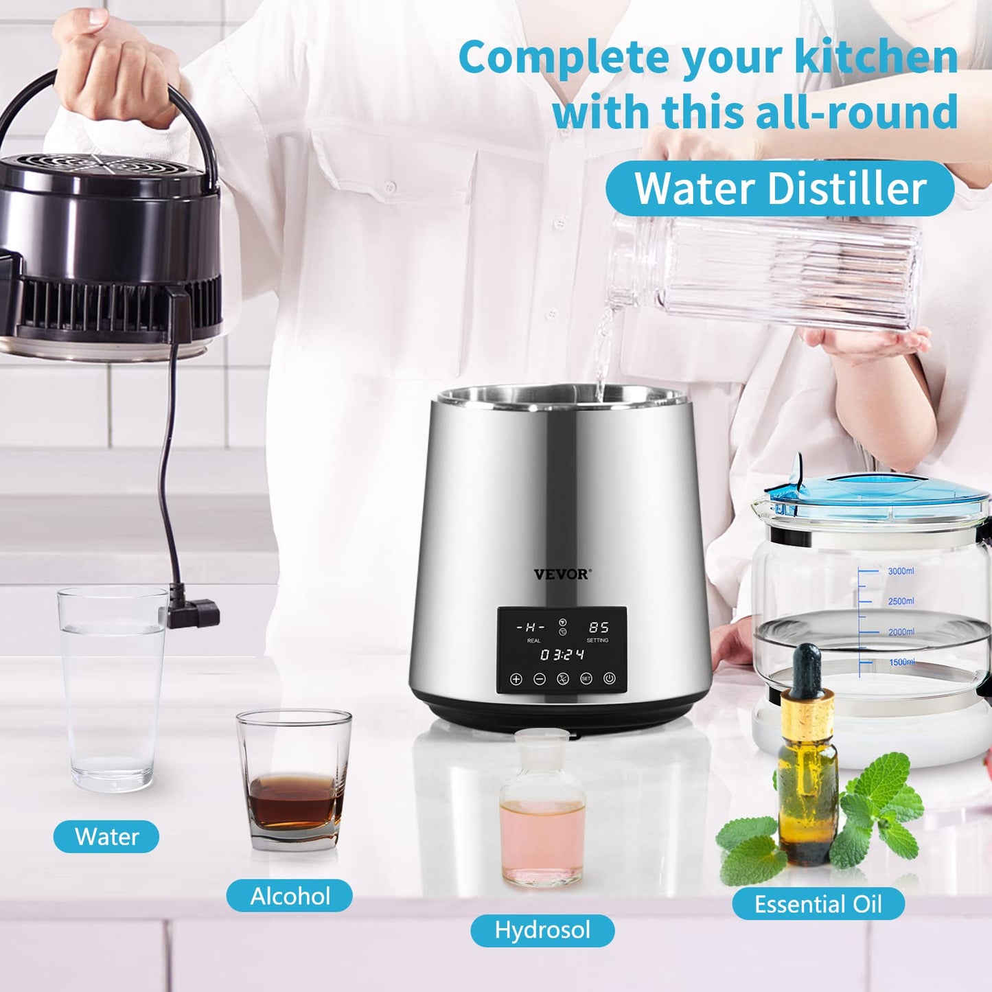 VEVOR Wasserdestillierer Destilliergerät 750 W 1 L/Std.