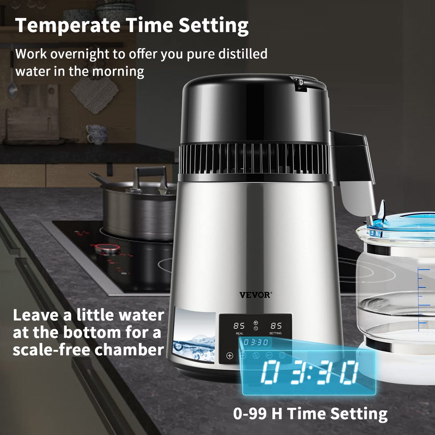 VEVOR Wasserdestillierer Destilliergerät 750 W 1 L/Std.