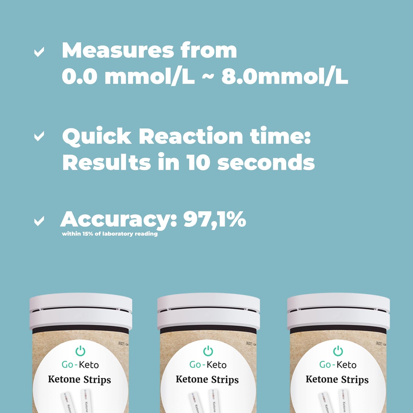 Go-Keto Ketone Teststreifen 25 Stück für Go-Keto Messgerät & GK Dual, Keto Diät