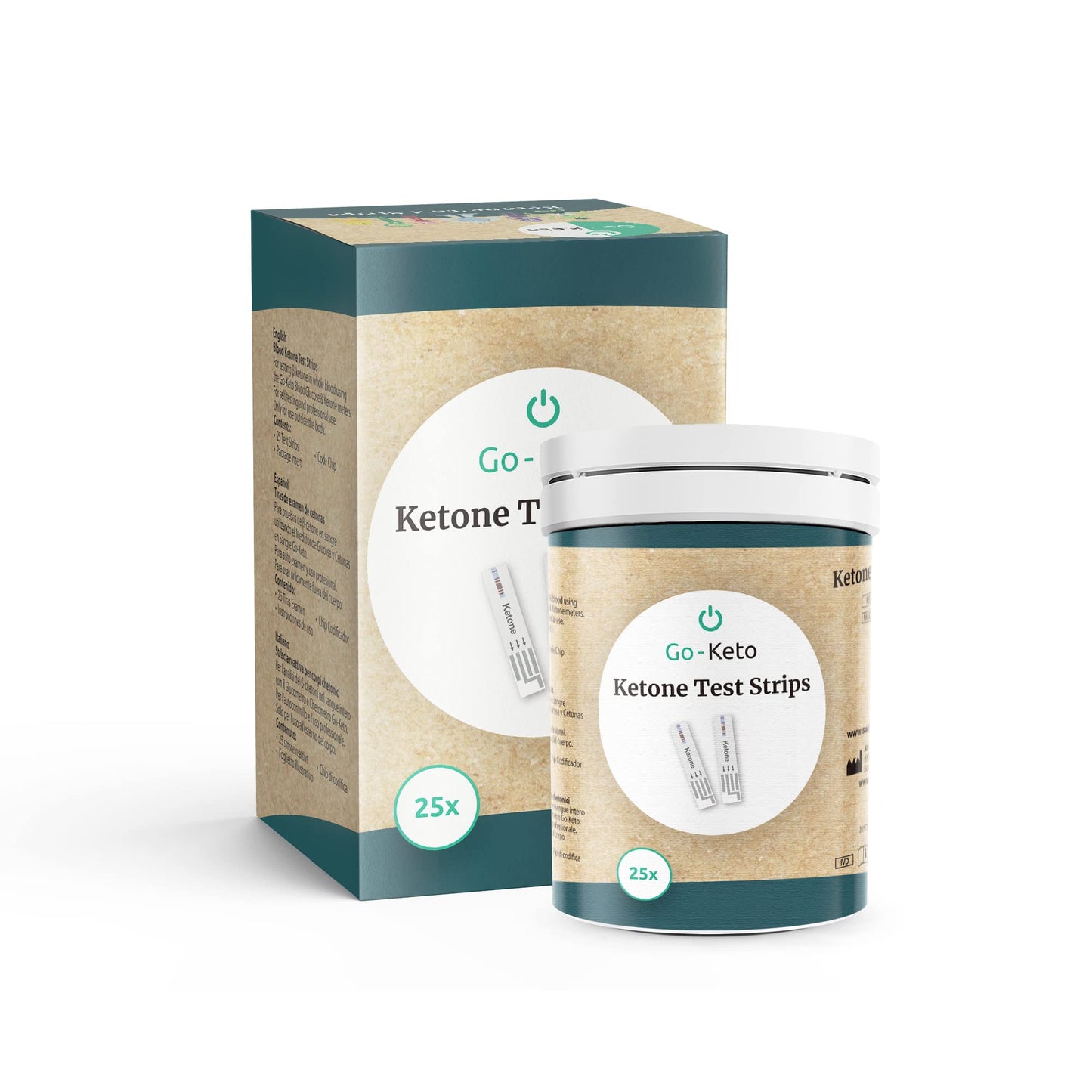 Go-Keto Ketone Teststreifen 25 Stück für Go-Keto Messgerät & GK Dual, Keto Diät